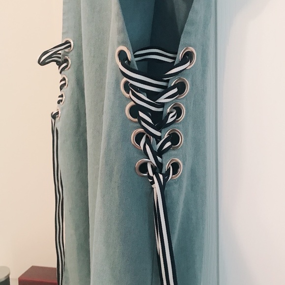 Denim dress with contrast ribbon detail S - Picture 2 of 3